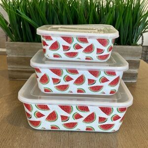 Watermelon Print Bamboo Food Storage 6 PC Set 🍉